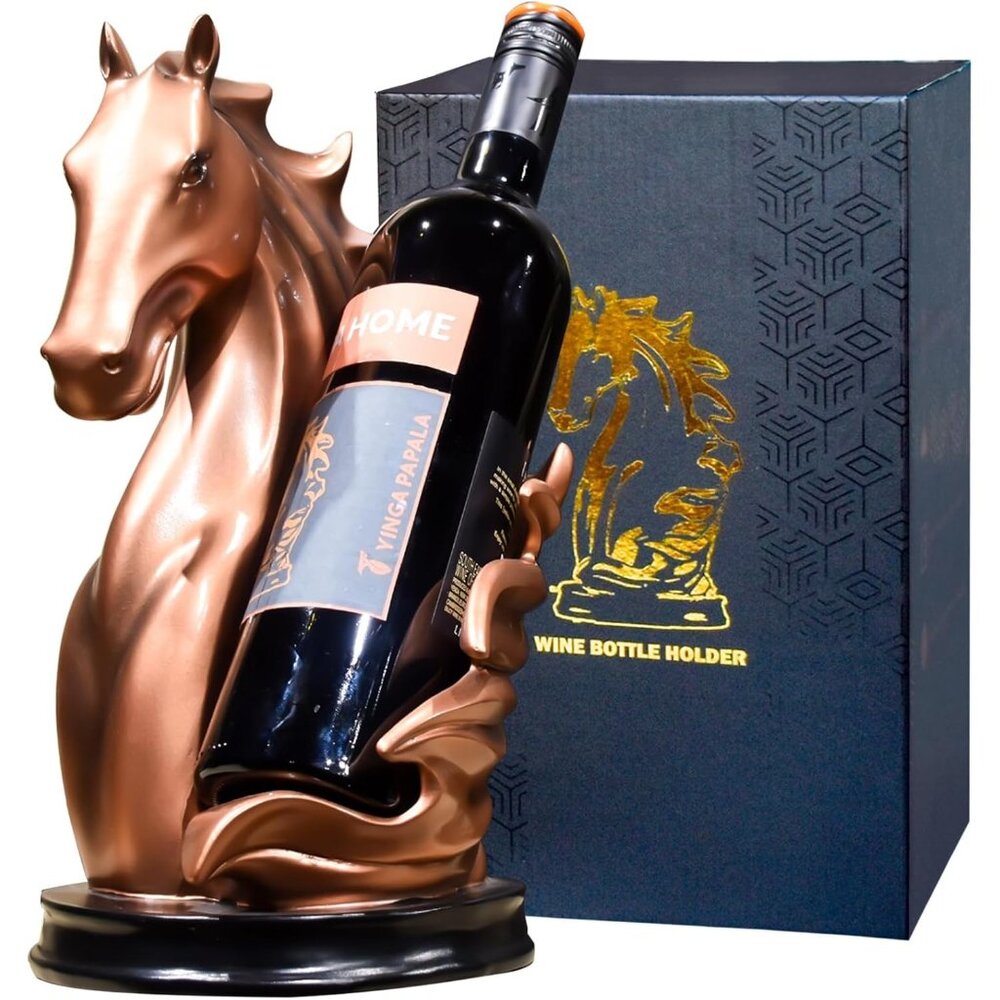 Wine Bottle Holder Wine Racks Tabletop Horse Statue as Home Wine Cellar Bronze